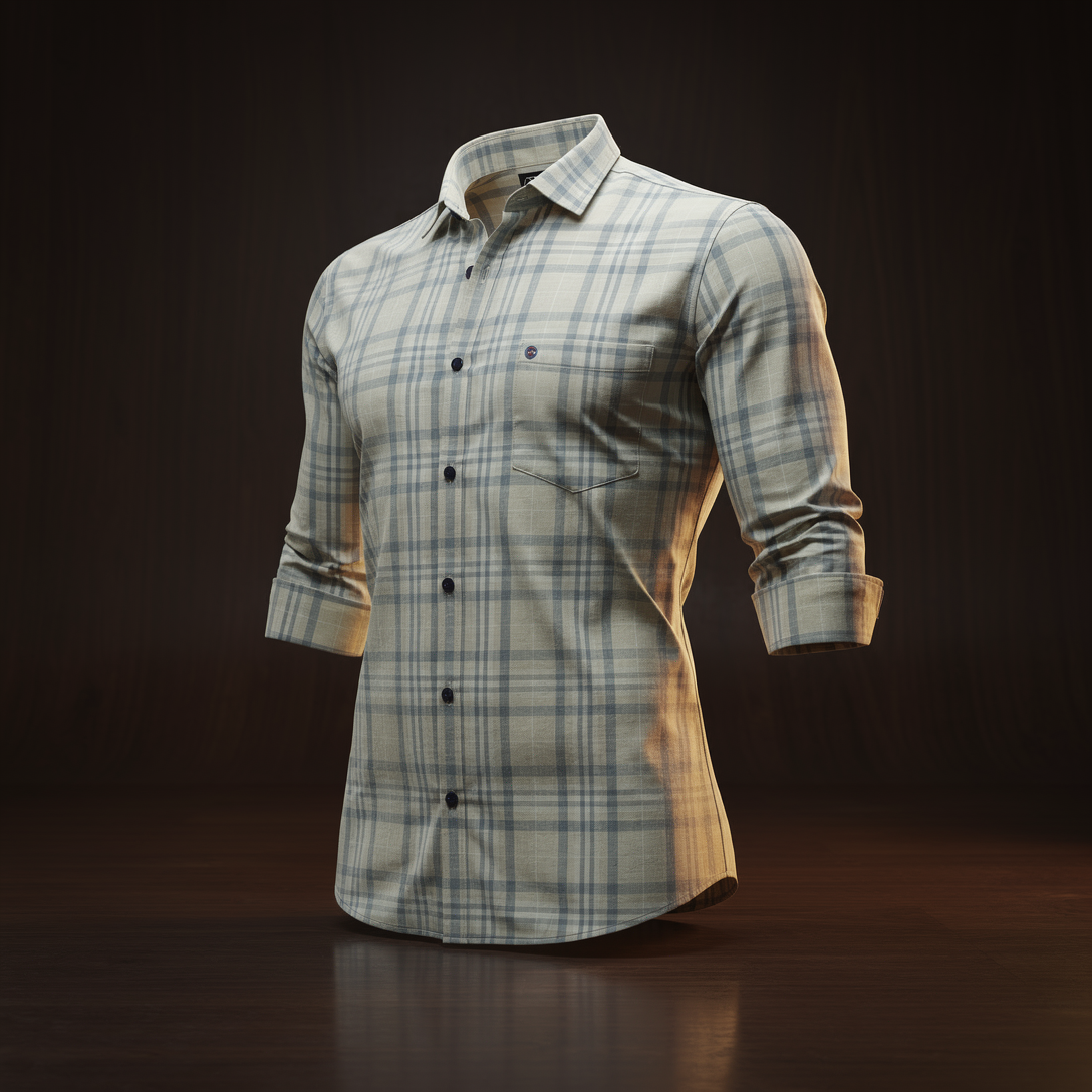 Golden Check Shirt by Zieka — premium men's check shirt, sizes S to 5XL